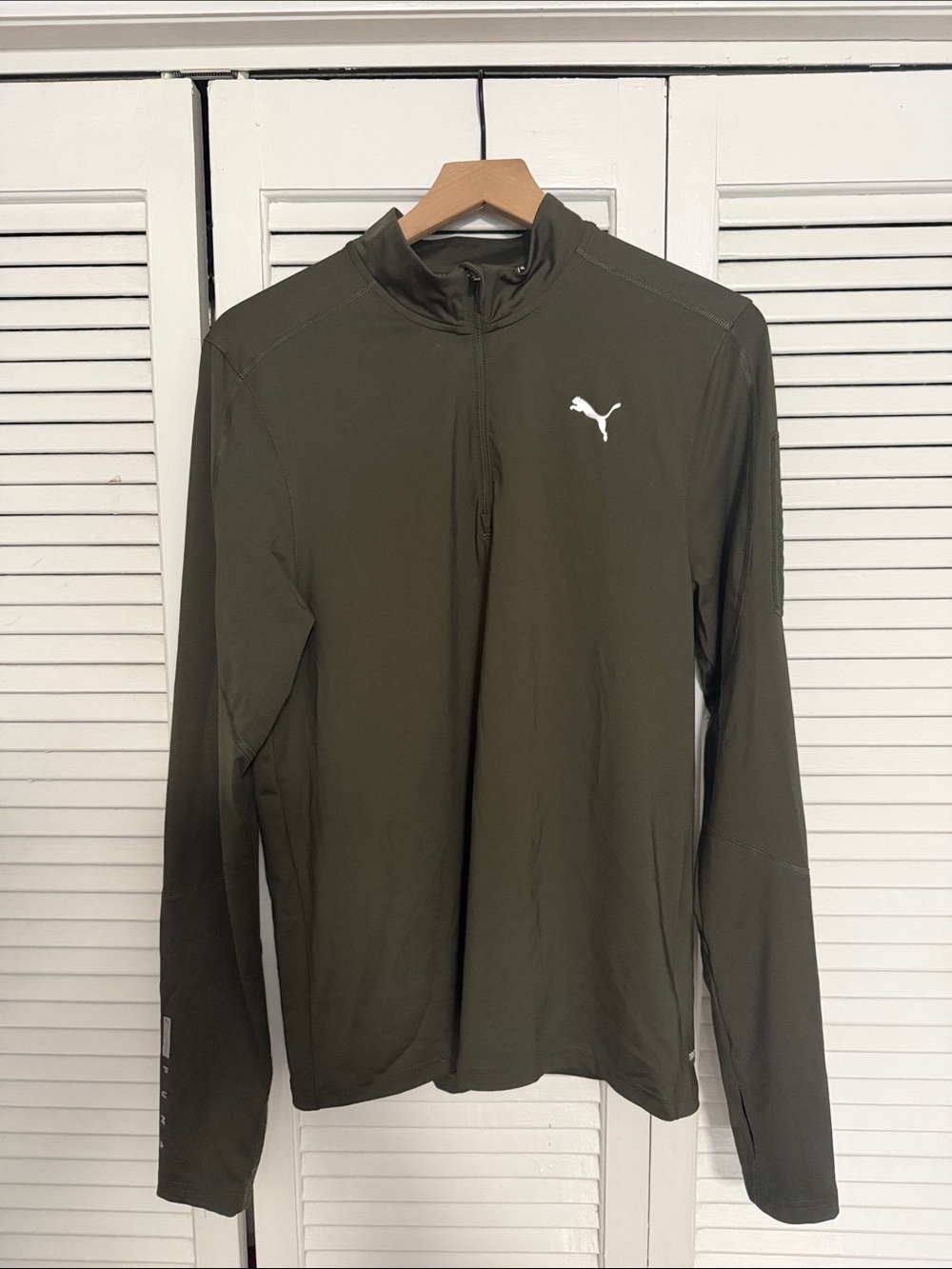 Puma Olive Green Men's 1/4 Zip Performance Jacket